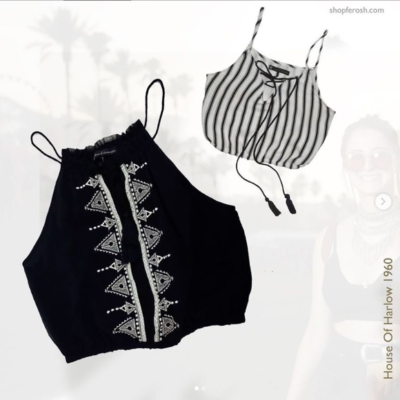 NWT HOUSE OF HARLOW 1960 SEAR STRIPE CROP TOP boho - Picture 2 of 6